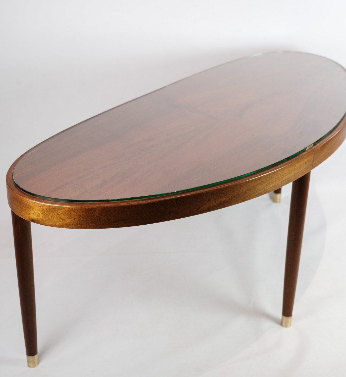 Coffee Table With Glass Top By Danish Master Carpenter In Walnut From Around The 1940s. photo vinterior