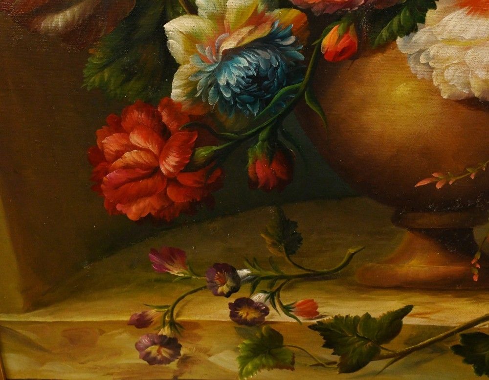 Dutch Oil Painting Still Life Floral Spray Gilt Frame photo for sale