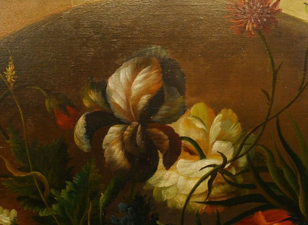 Dutch Oil Painting Still Life Floral Spray Gilt Frame photo vinterior
