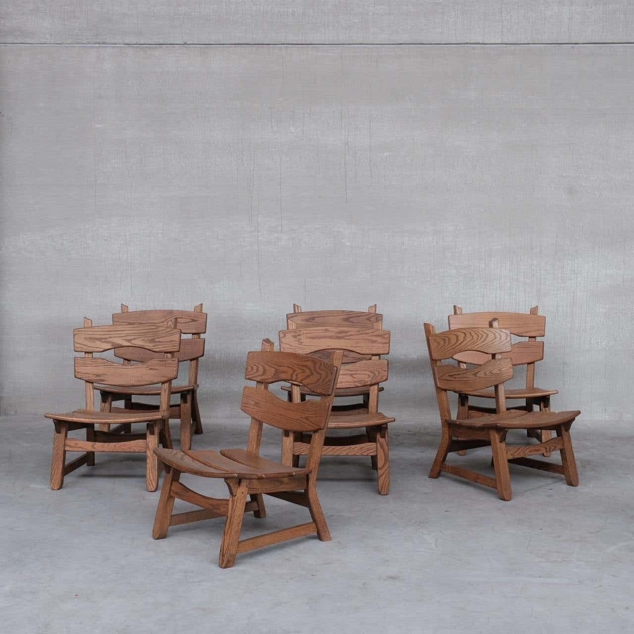 photo vintage Brutalist Mid Century Low Wooden Lounge Chairs '7'