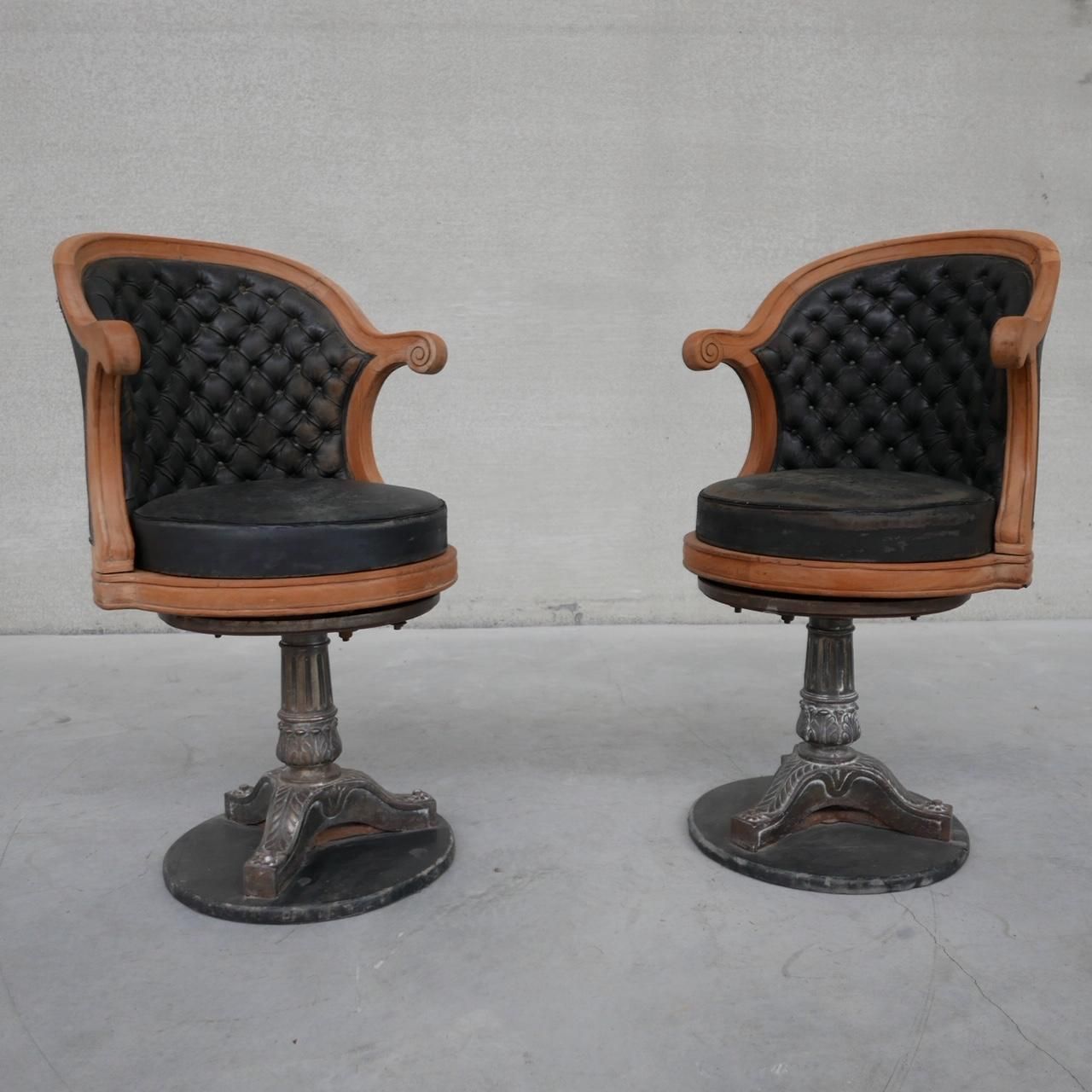 Pair Of Antique Captain's Swivel Office Chairs 2 photo for sale