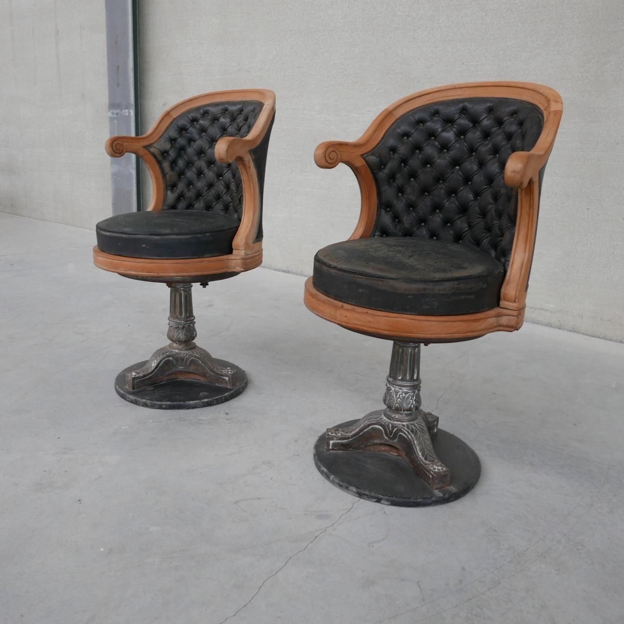 Pair Of Antique Captain's Swivel Office Chairs 2 photo Furniture
