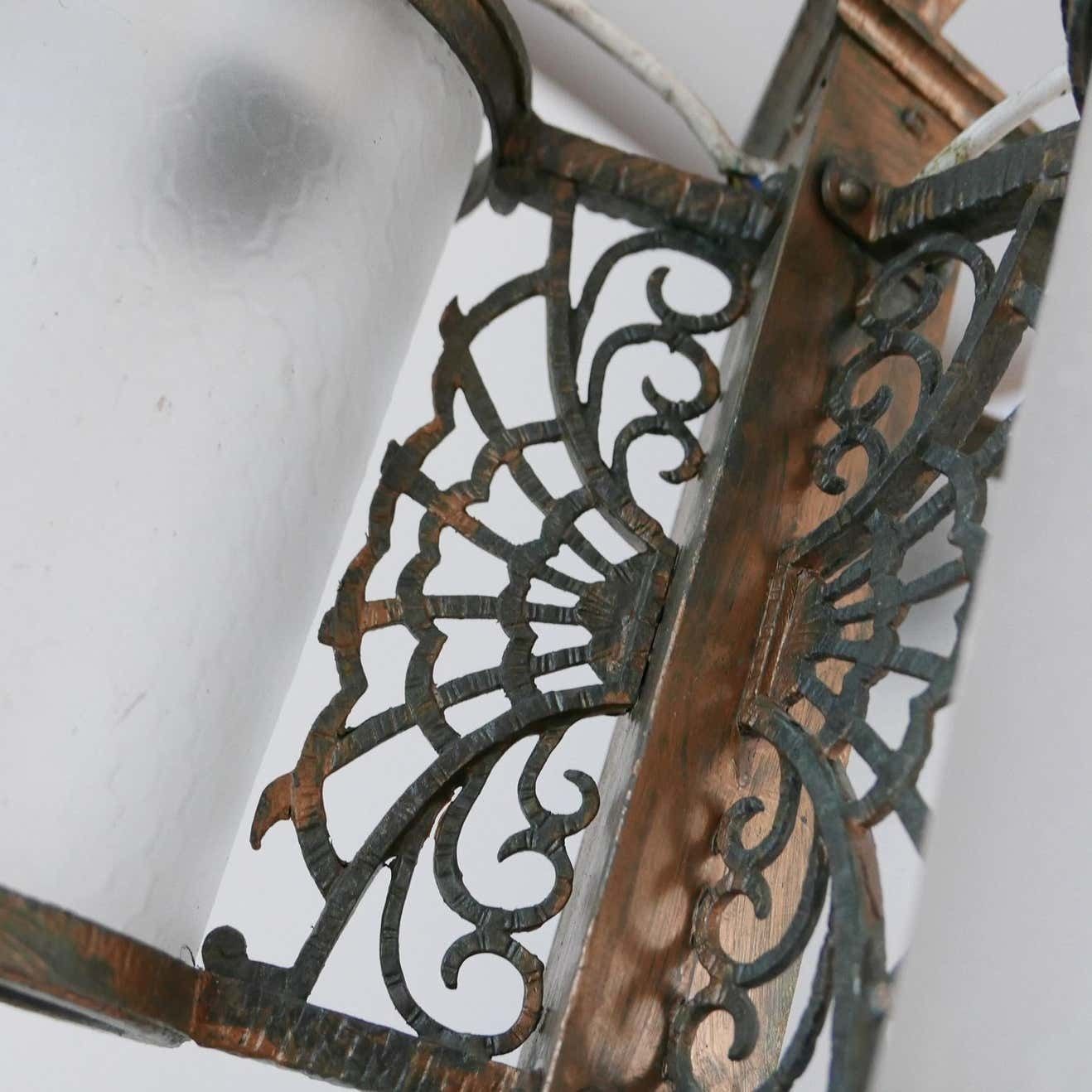 Antique English Frosted Glass Chandelier Pendants '2' photo buy