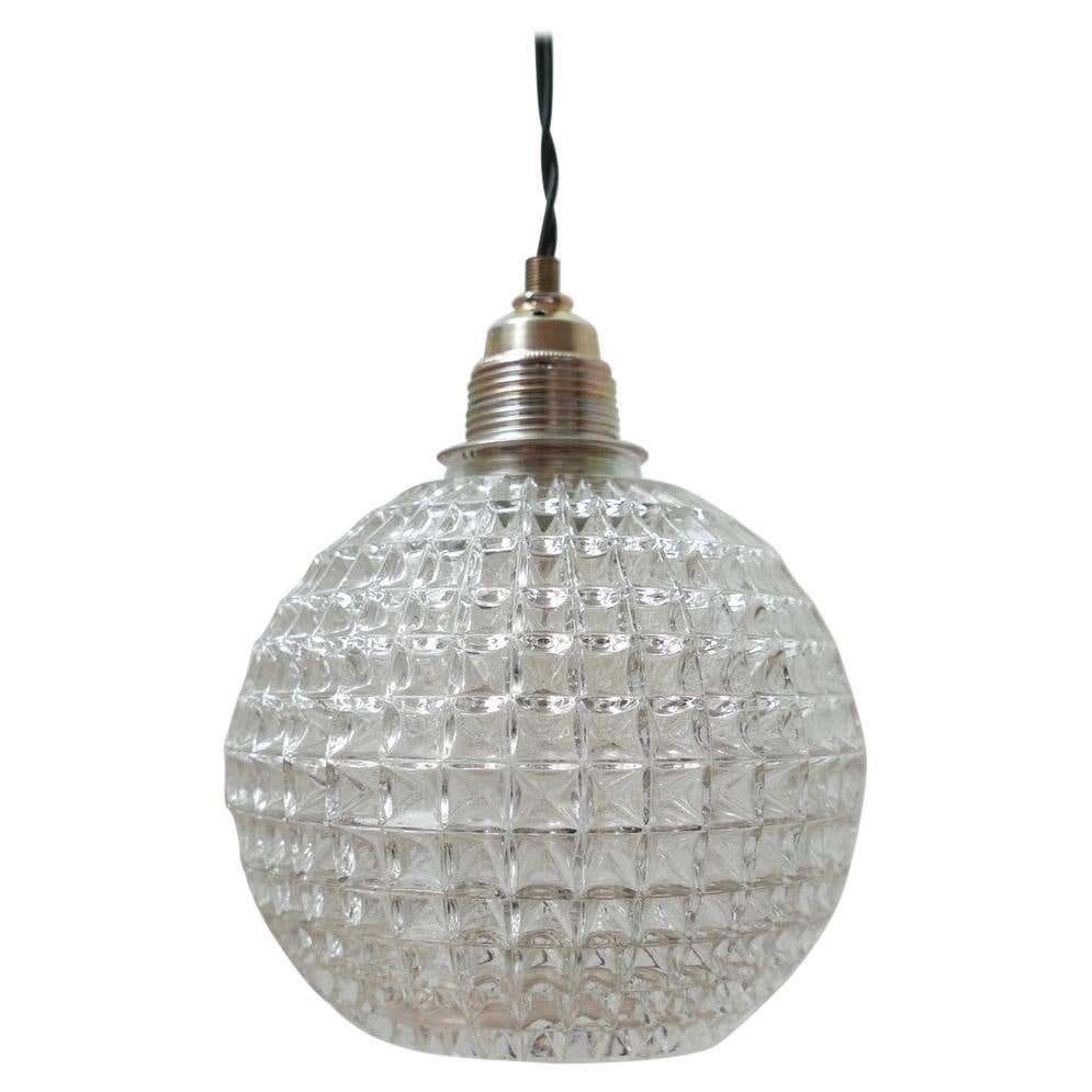 Late 20th Dutch Glass Ball Pendant Light (15 Left)