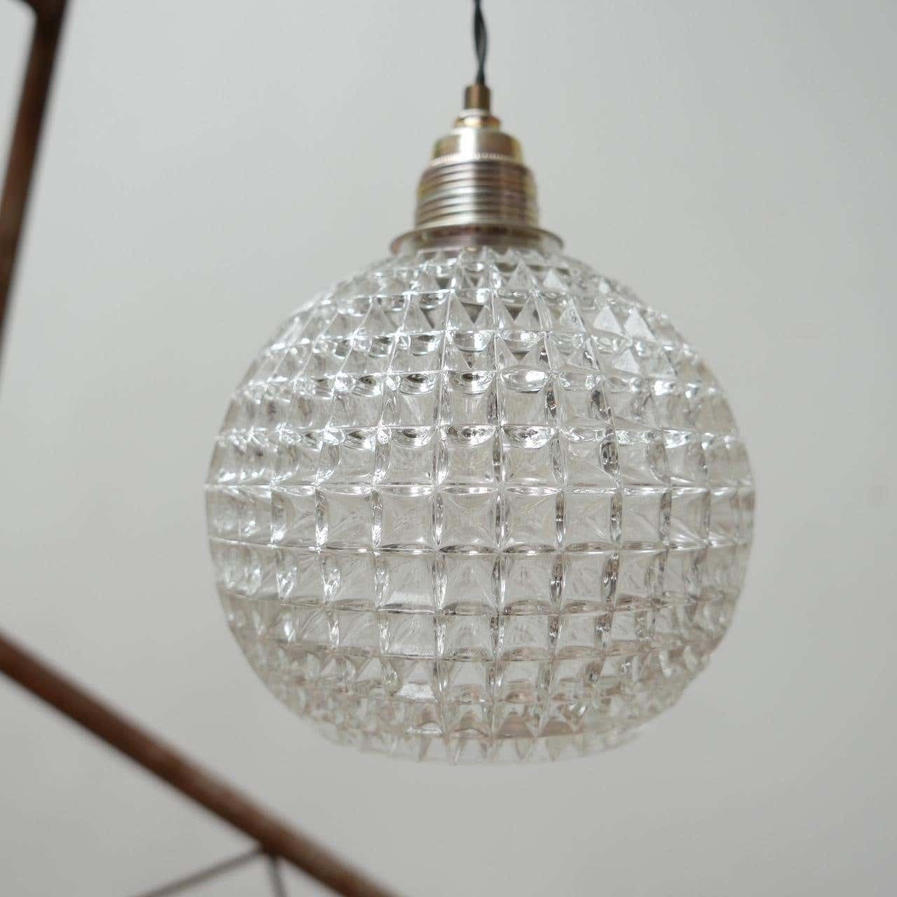Late 20th Dutch Glass Ball Pendant Light (15 Left) photo vinterior