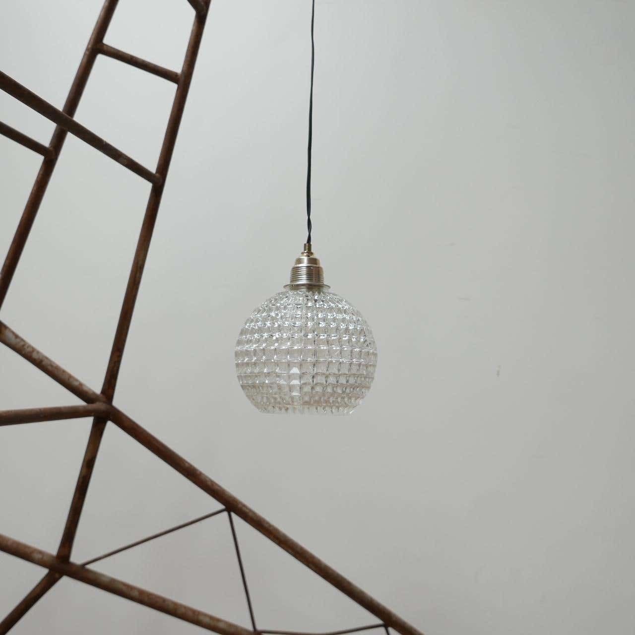 Late 20th Dutch Glass Ball Pendant Light (15 Left) photo vintage