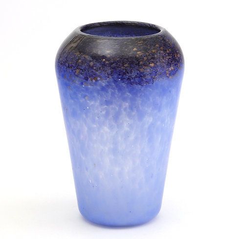 Monart Art Deco Glass Vase In Blue And Black With Aventurine C1930 photo for sale