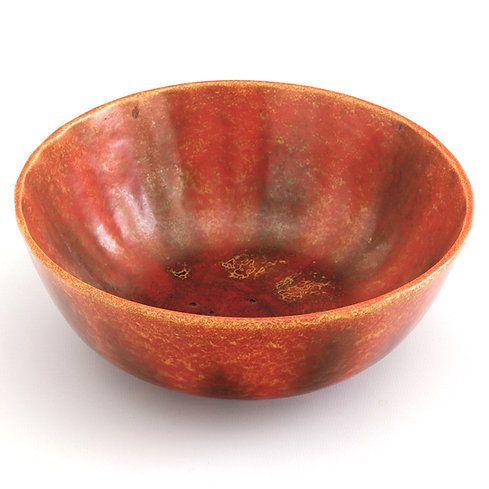 Pilkington's Royal Lancastrian Orange Vermilion And Black Bowl 1930s