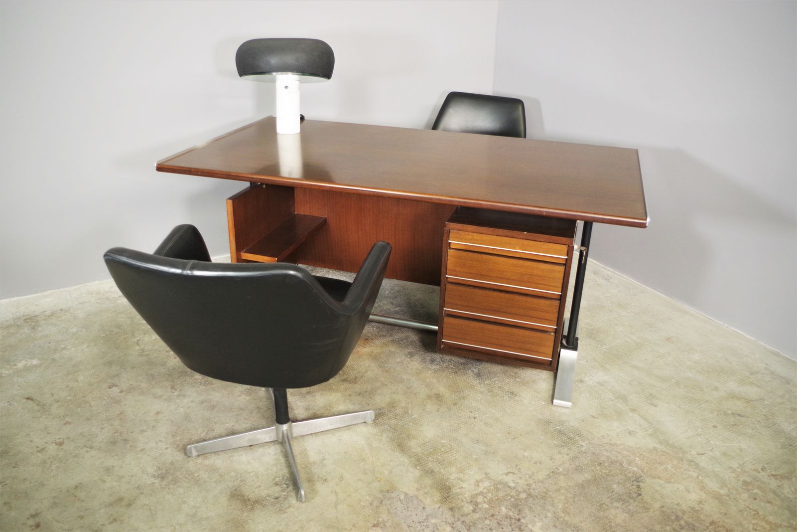 Desk Set And 2 Fantoni Chairs, 60s
