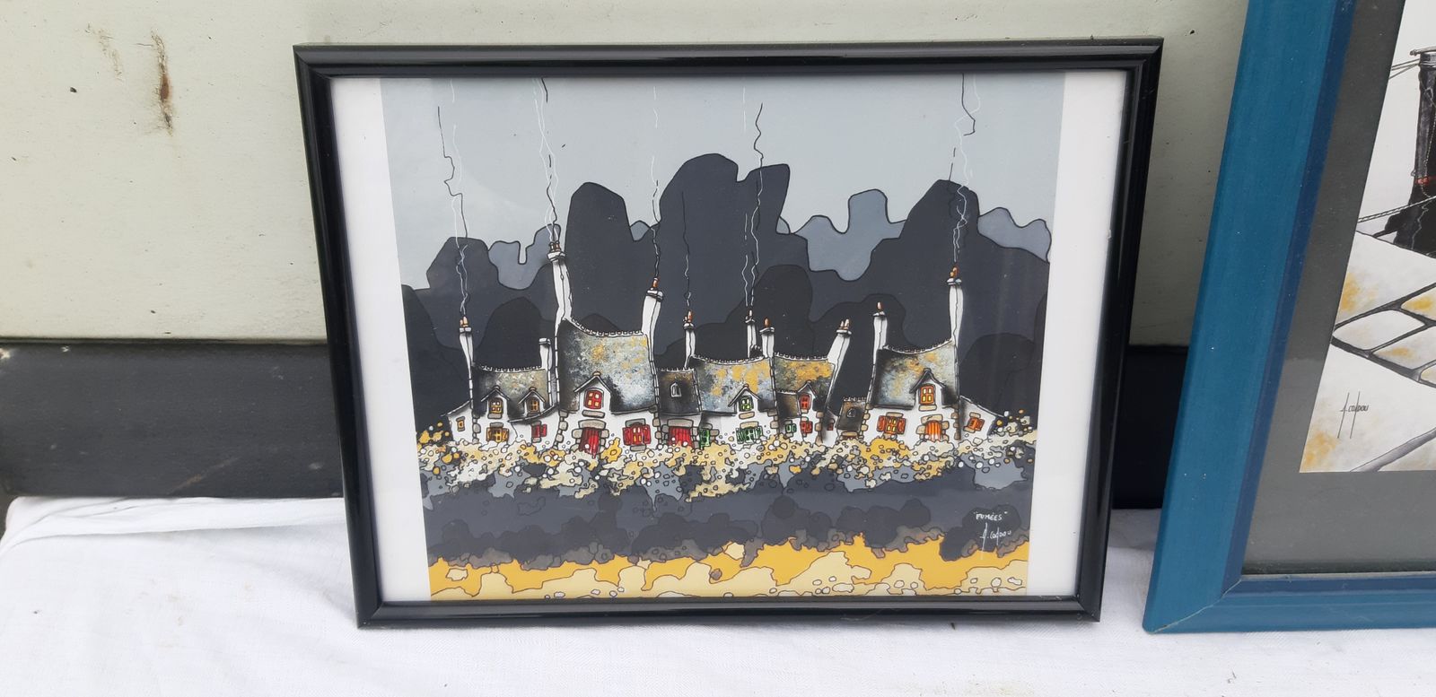 3 Paintings By Alain Couadou, 1970s photo buy