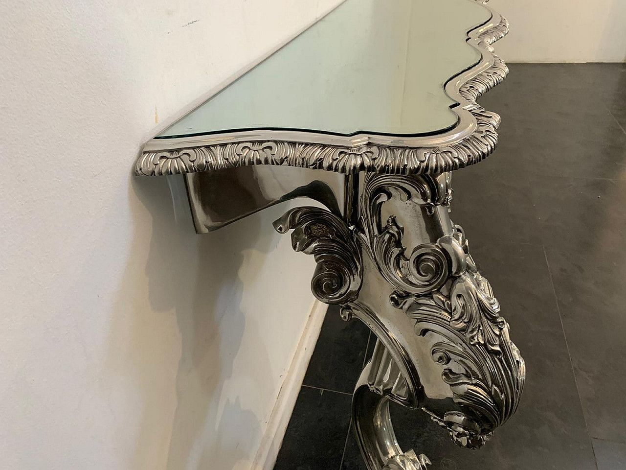 Eclectic Metal Console Table Designed By Piero Figura For Atena, 80s photo vintage