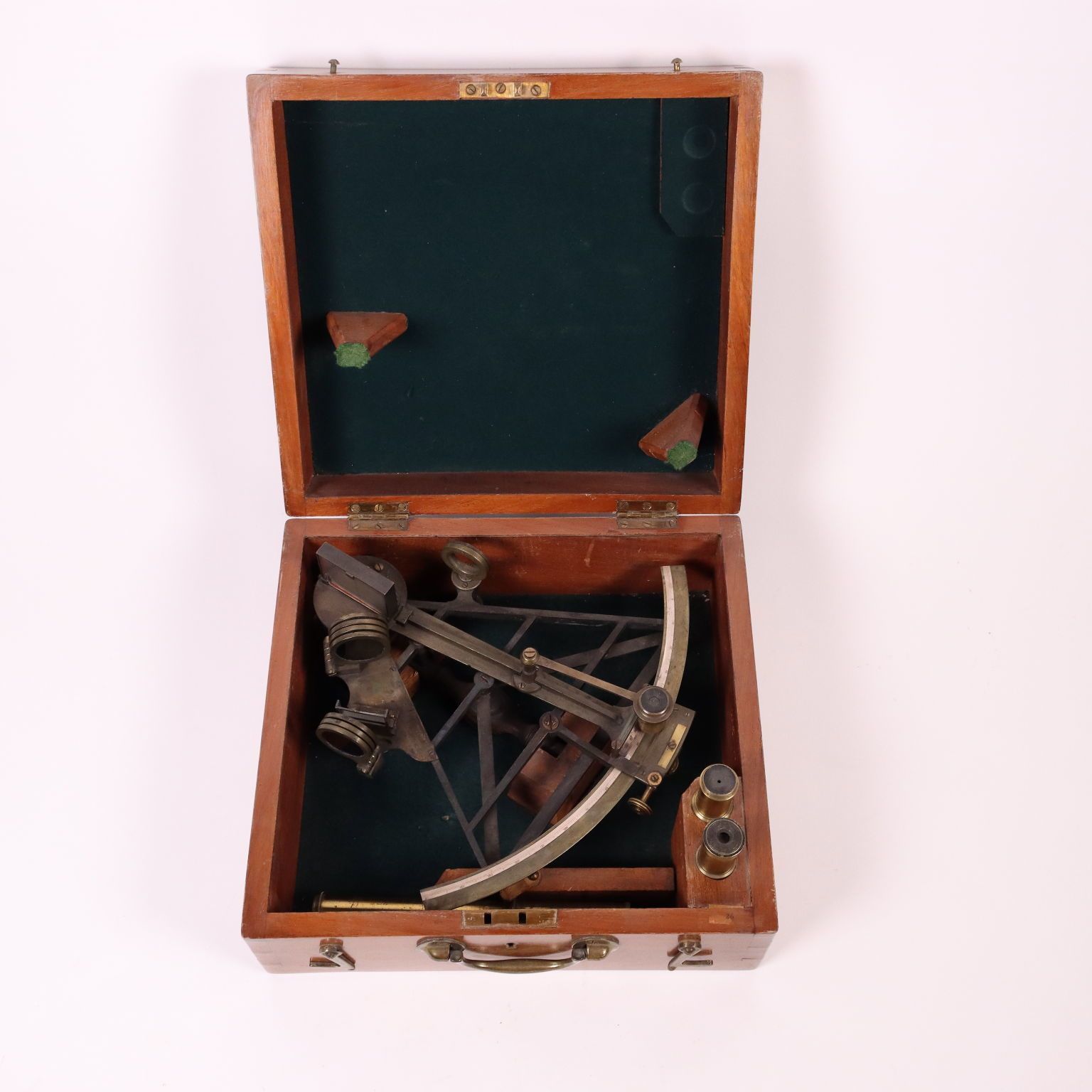 Brass And Mahogany Sextant England 19th Century photo for sale