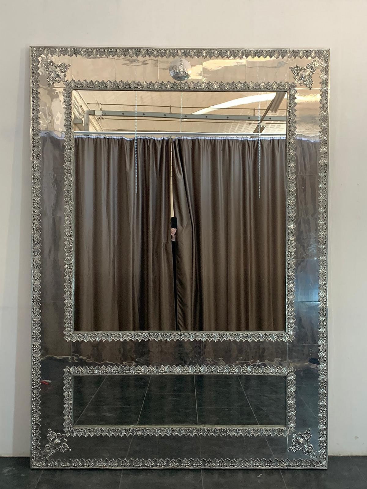 Large Metal Mirror By Piero Figure For Athena, 1980s photo for sale