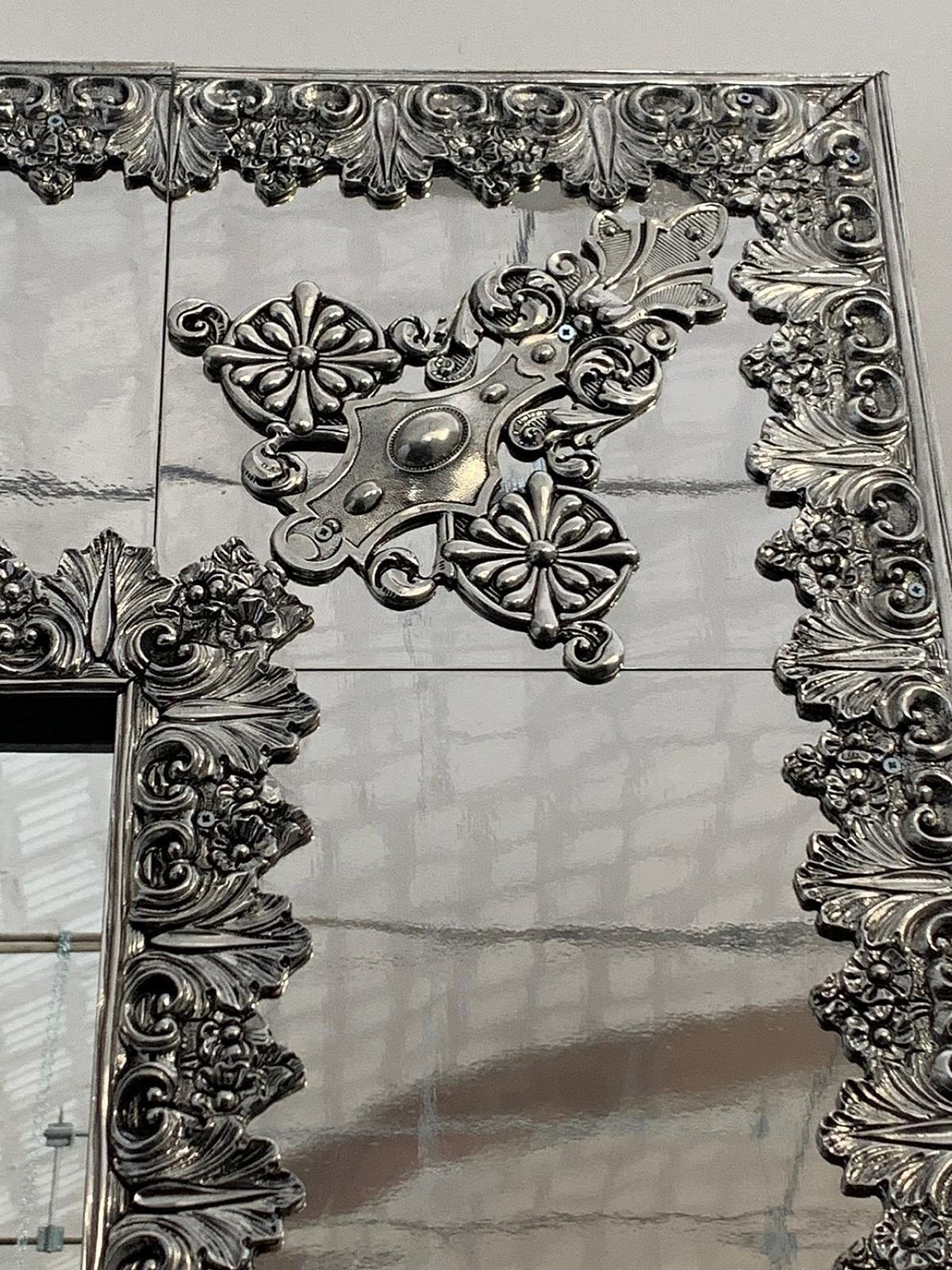 photo vinterior Large Metal Mirror By Piero Figure For Athena, 1980s