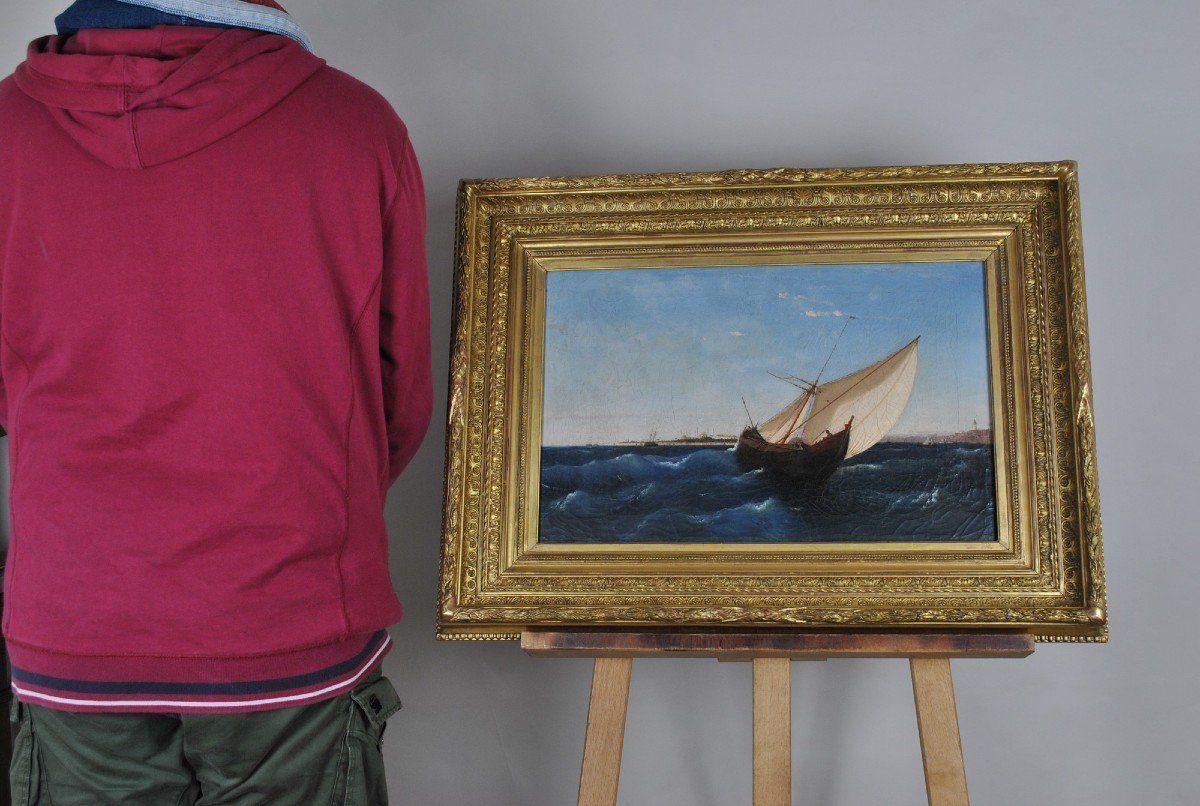 1751.0 F Berré, Paintins Ship In Front Of Constantinople, Xixth Century photo
