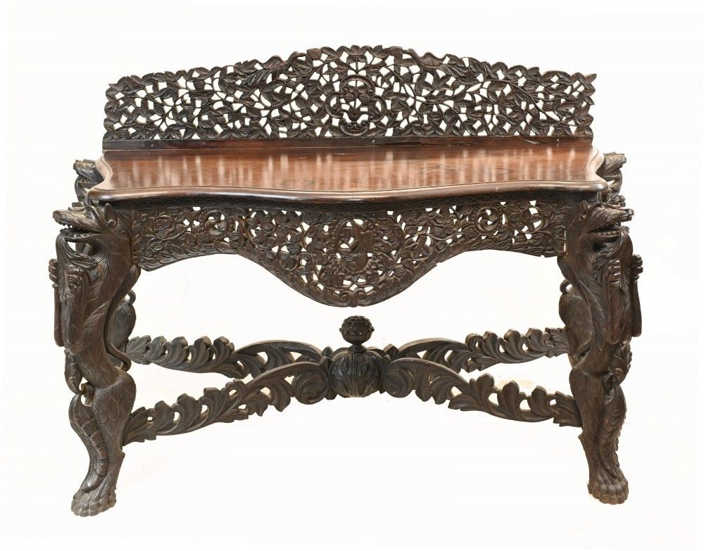 Burmese Console Table Antique Carved Burma Furniture 1880 photo 3850.0
