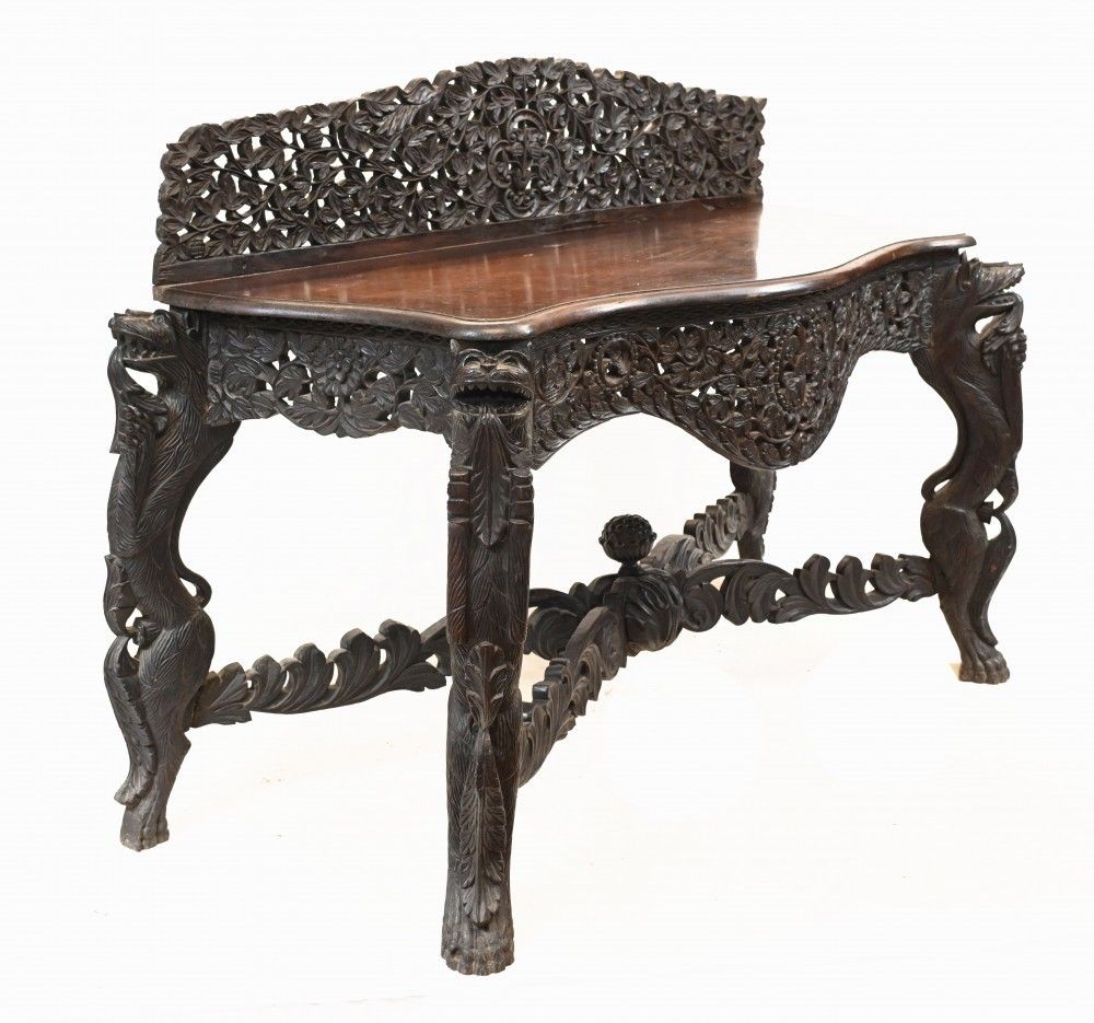 photo vinterior Burmese Console Table Antique Carved Burma Furniture 1880