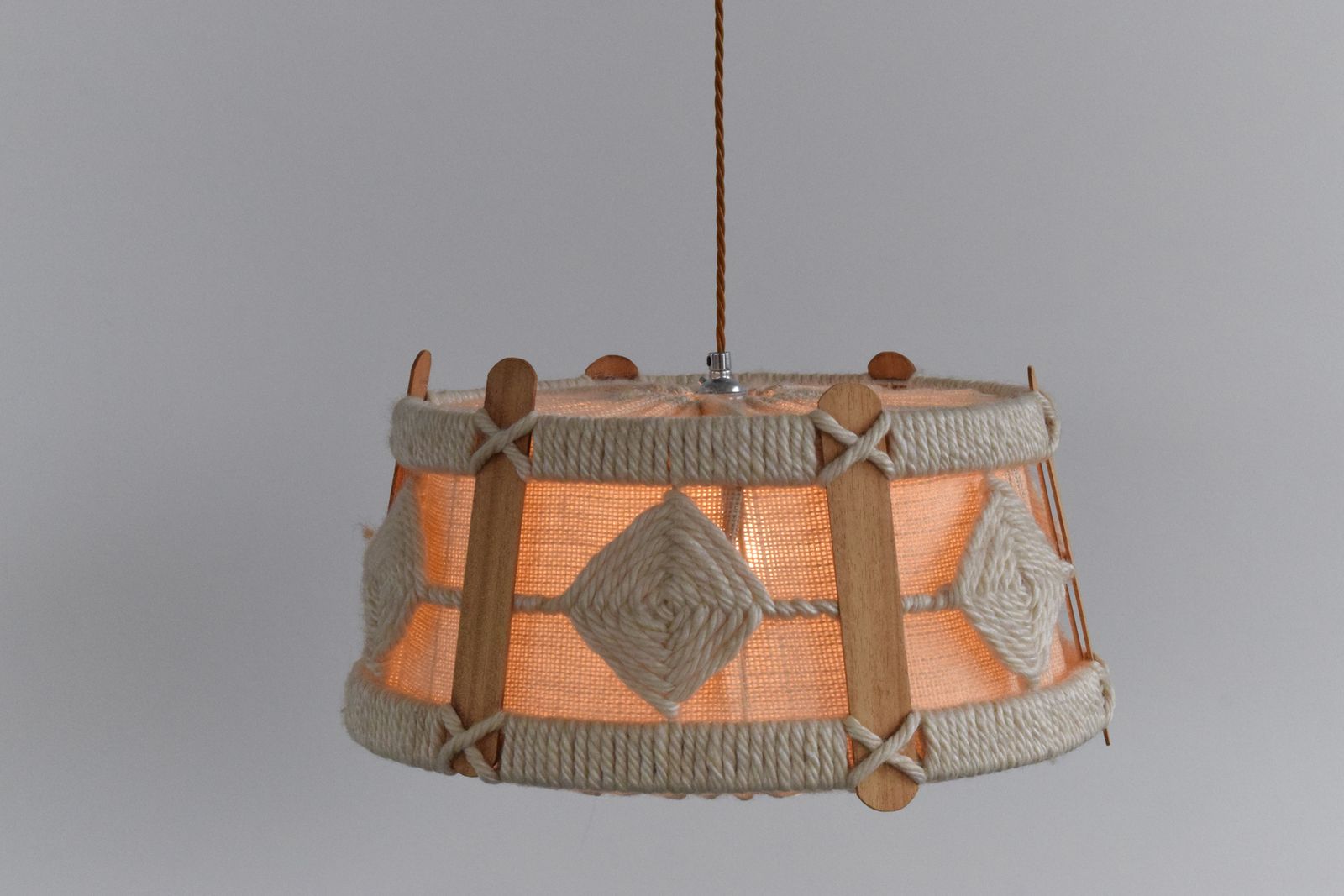 Vintage Wool Macrame Pendant Light Shade photo vinterior