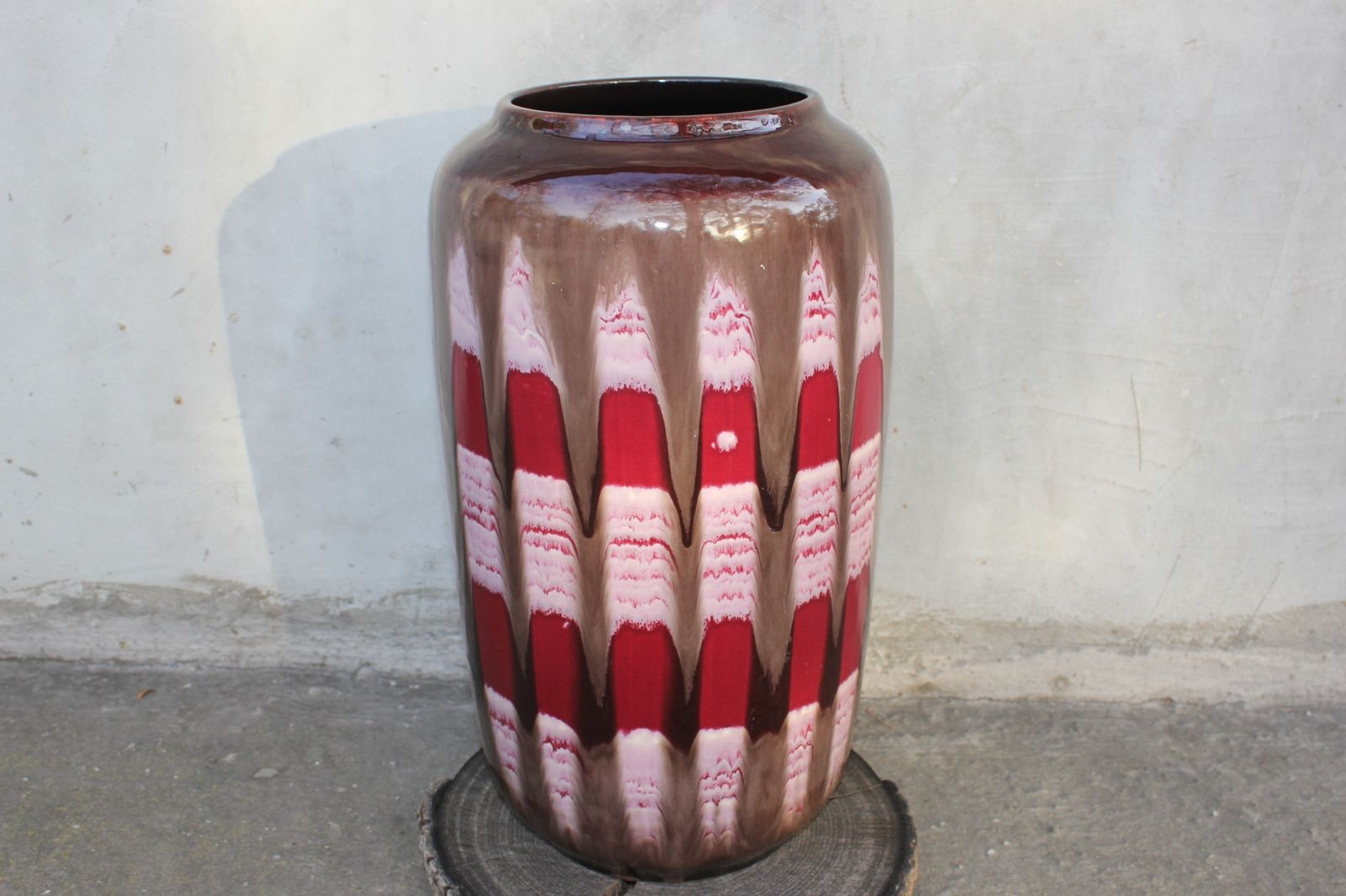 Large Red Ceramic Vase Midway Century Style Handmade Pottery Anniversary Gift Flower photo furniture