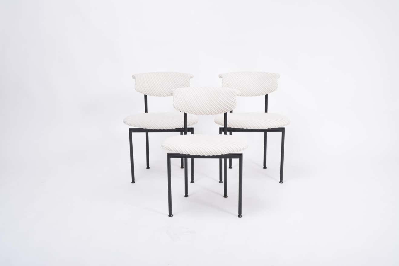 Set Of Three Dutch White Alpha Chairs Designed By Rudolf Wolf, 1960s photo for sale