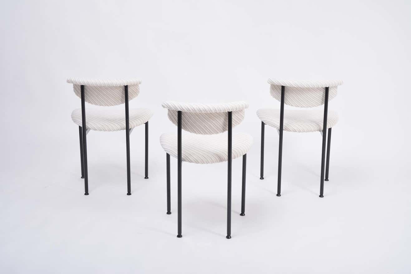 photo vintage Set Of Three Dutch White Alpha Chairs Designed By Rudolf Wolf, 1960s