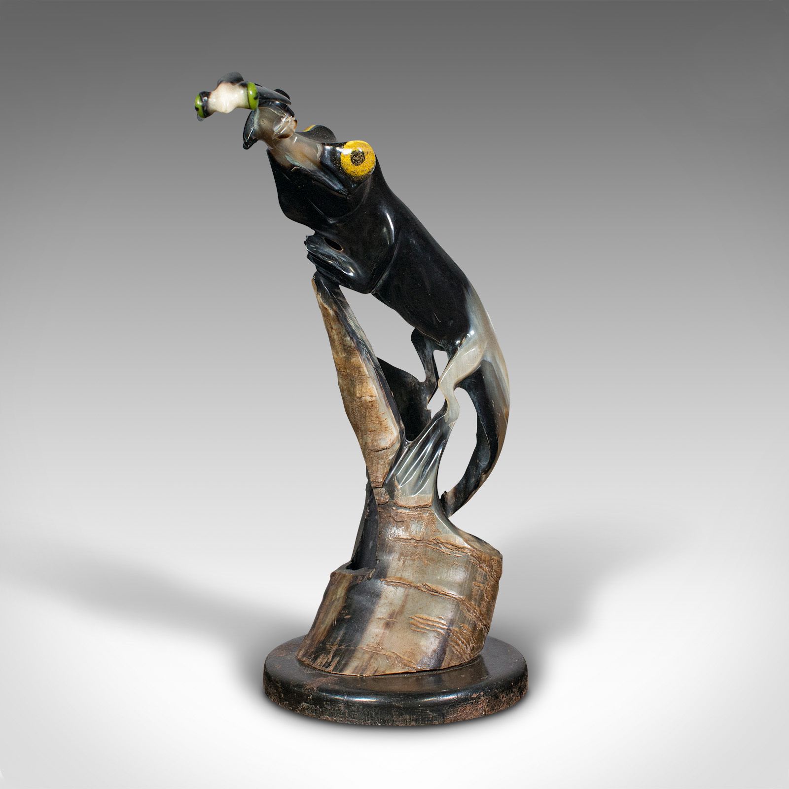 Vintage Carved Horn Figure, Chinese, Decorative, Lizard Ornament, 1940
