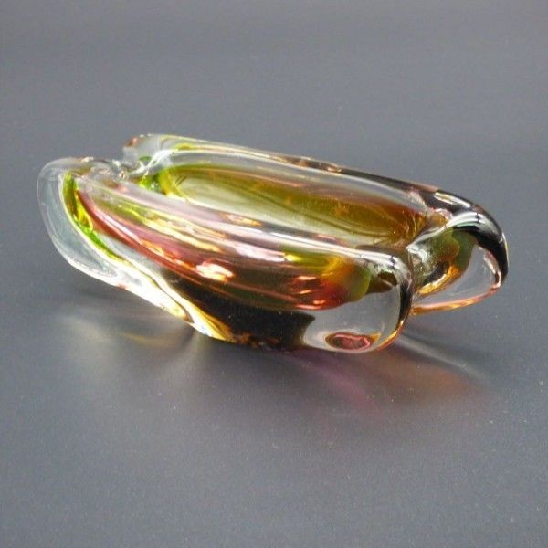 Glass Ashtray By Josef Rozinek For Novy Bor Borocrystal. Bohemia 1950   1960