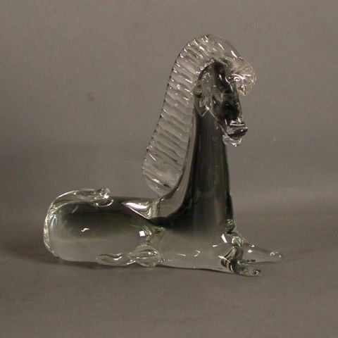 Murano. Crystal Horse Lying. Italy. 1950   1960