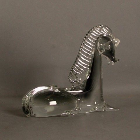 Murano. Crystal Horse Lying. Italy. 1950   1960 photo for sale