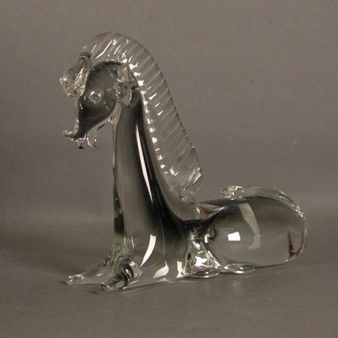 Murano. Crystal Horse Lying. Italy. 1950   1960 photo 113.0