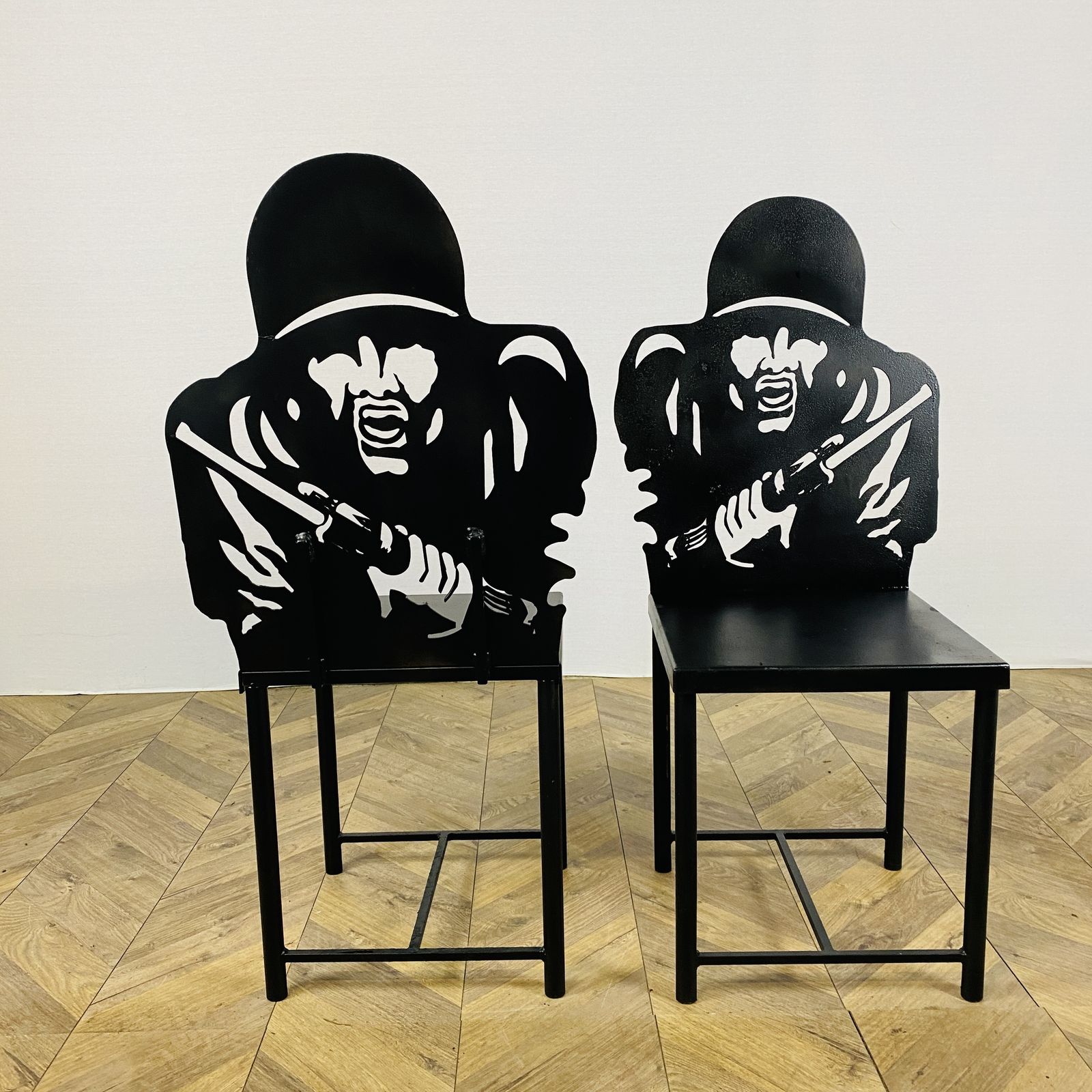 Vintage British Military 'Figure 11' Metal Field Target Chairs, Set Of 2 photo 295.0