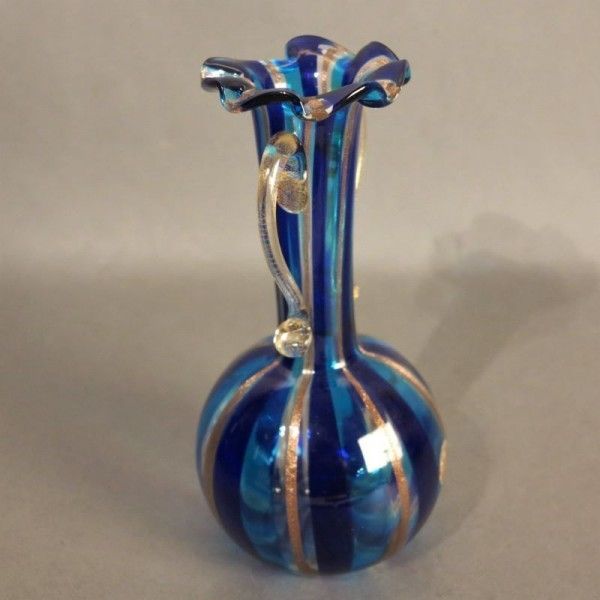 Multicolor Murano Glass Vase With Gold Tinsel Inlays. 1950 1959 photo vinterior