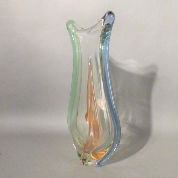 417.0 Glass Vase Rhapsody By Frantisek Zemek For Mstisov Glass Factory. 1950   1959 photo