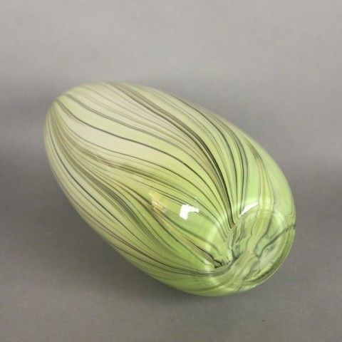 Murano Glass Vase Yellow Green Striped Italy 1950   1960 photo furniture
