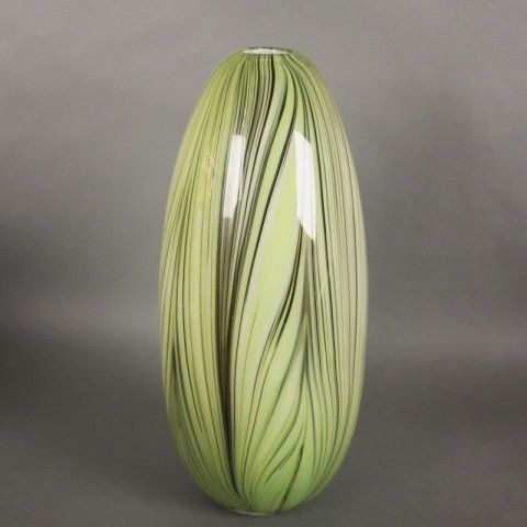 Murano Glass Vase Yellow Green Striped Italy 1950   1960 photo 469.0
