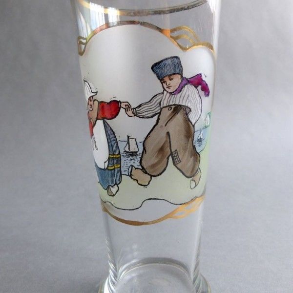 Art Nouveau Collector's Glass. Enameled Child Scene. Holland 1900   1920 photo for sale
