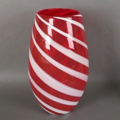 Big Red   White Murano Glass Vase. 1950   1959 photo Home Decor