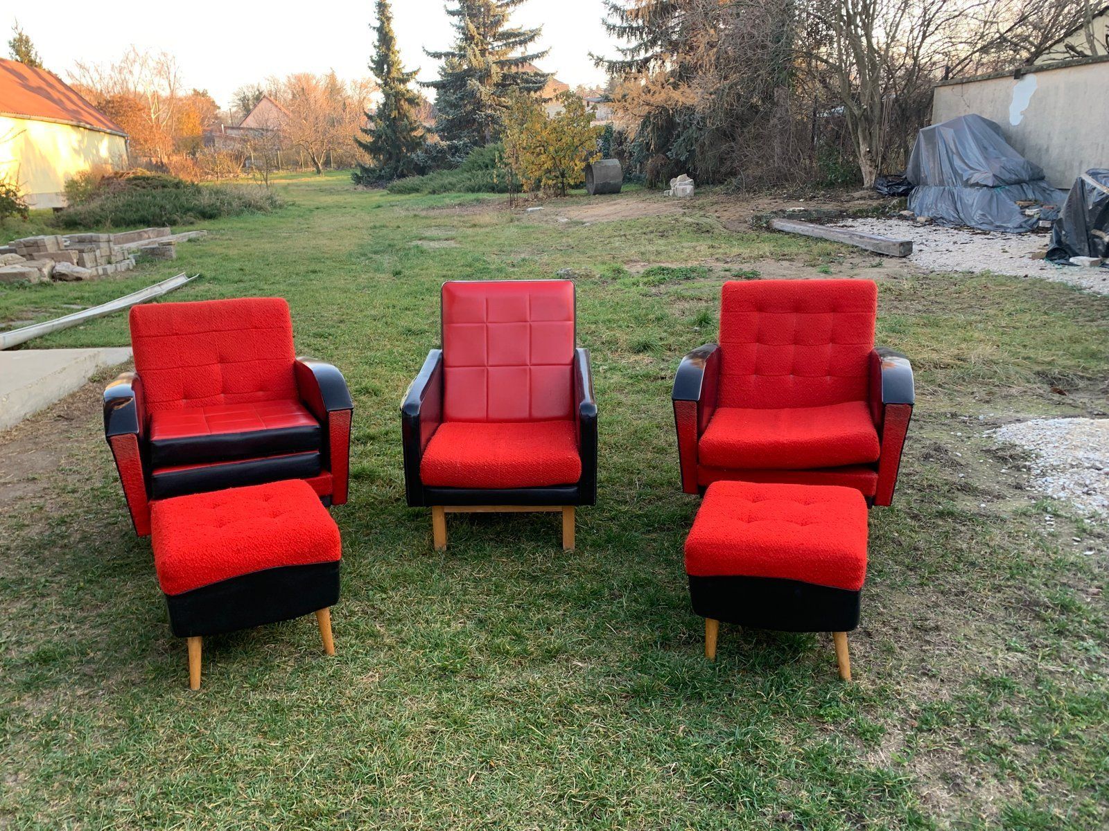 Mid Century Lounge Chairs With Ottomans, 1960s, Set Of 5 photo Furniture