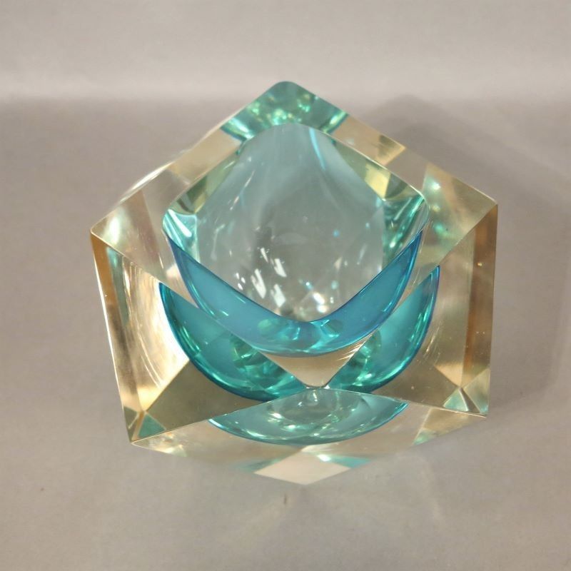 Faceted Murano Sommerso Glass Bowl By Flavio Poli 1950   1959 photo Home Decor