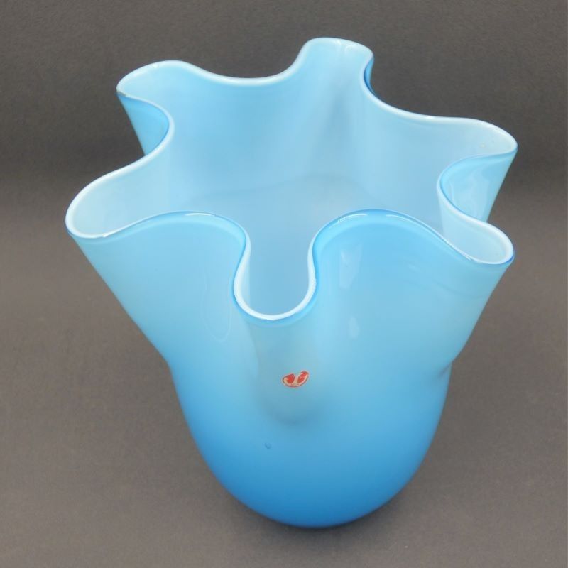 Glass Pleated Vase By Anker Iversen. Denmark 1960   1970 photo Home Decor
