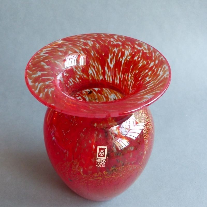 Hand Made Glass Vase From Mdina Glass Malta. 1970   1975 photo for sale
