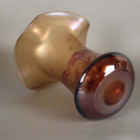 Art Nouveau Glass Vase With Palm Tree Decor. France 1900   1920 photo 566.0