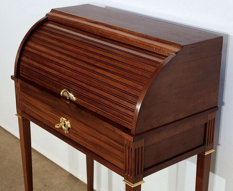 Small Mahogany Cylinder Desk, Louis XVI Style, Late 19th Century photo buy