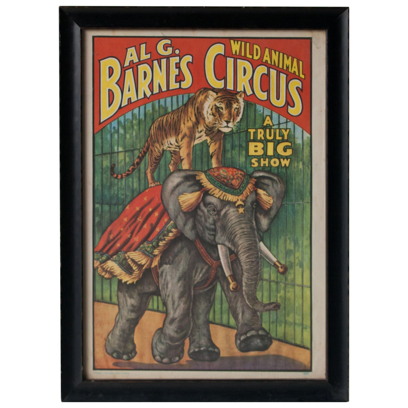 Al G. Barnes Animal Show Circus Original Poster Framed, United States, 1895