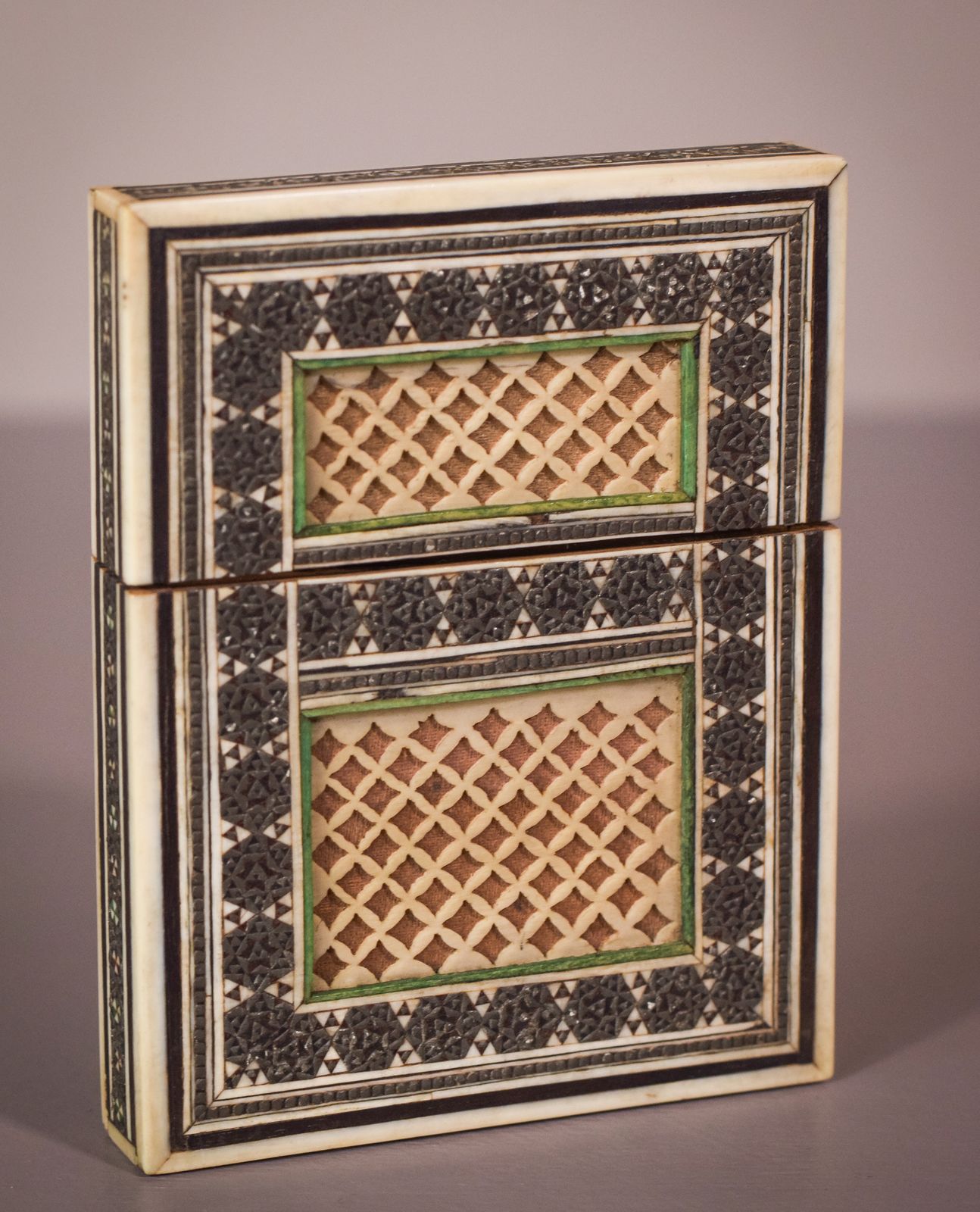 Pair Of 19c Anglo Indian Sadeli Mosaic Greeting Card Cases photo furniture