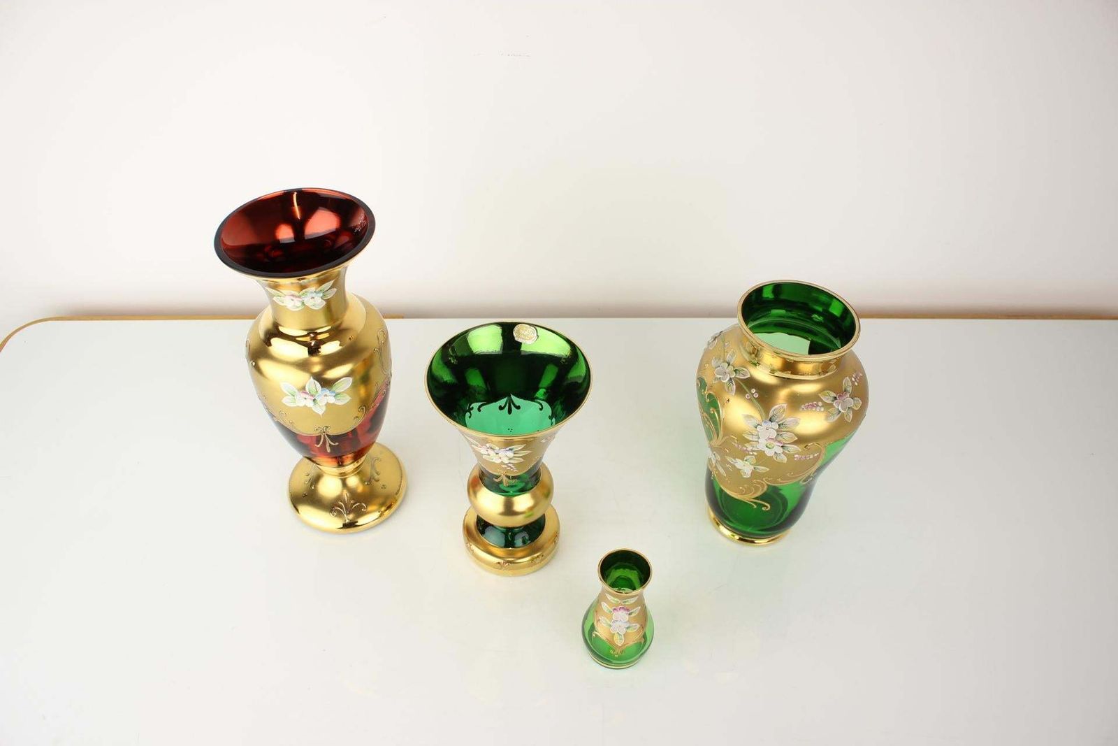 Bohemia Glass Vase, High Enamel,Gold,1950s, Czechoslovakia photo for sale