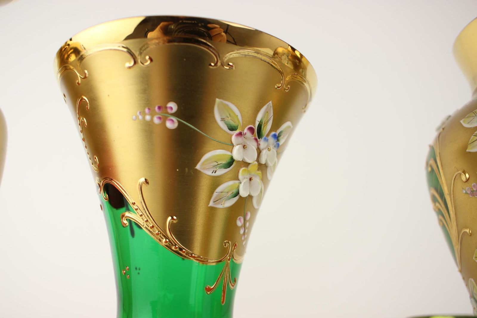 285.0 Bohemia Glass Vase, High Enamel,Gold,1950s, Czechoslovakia photo