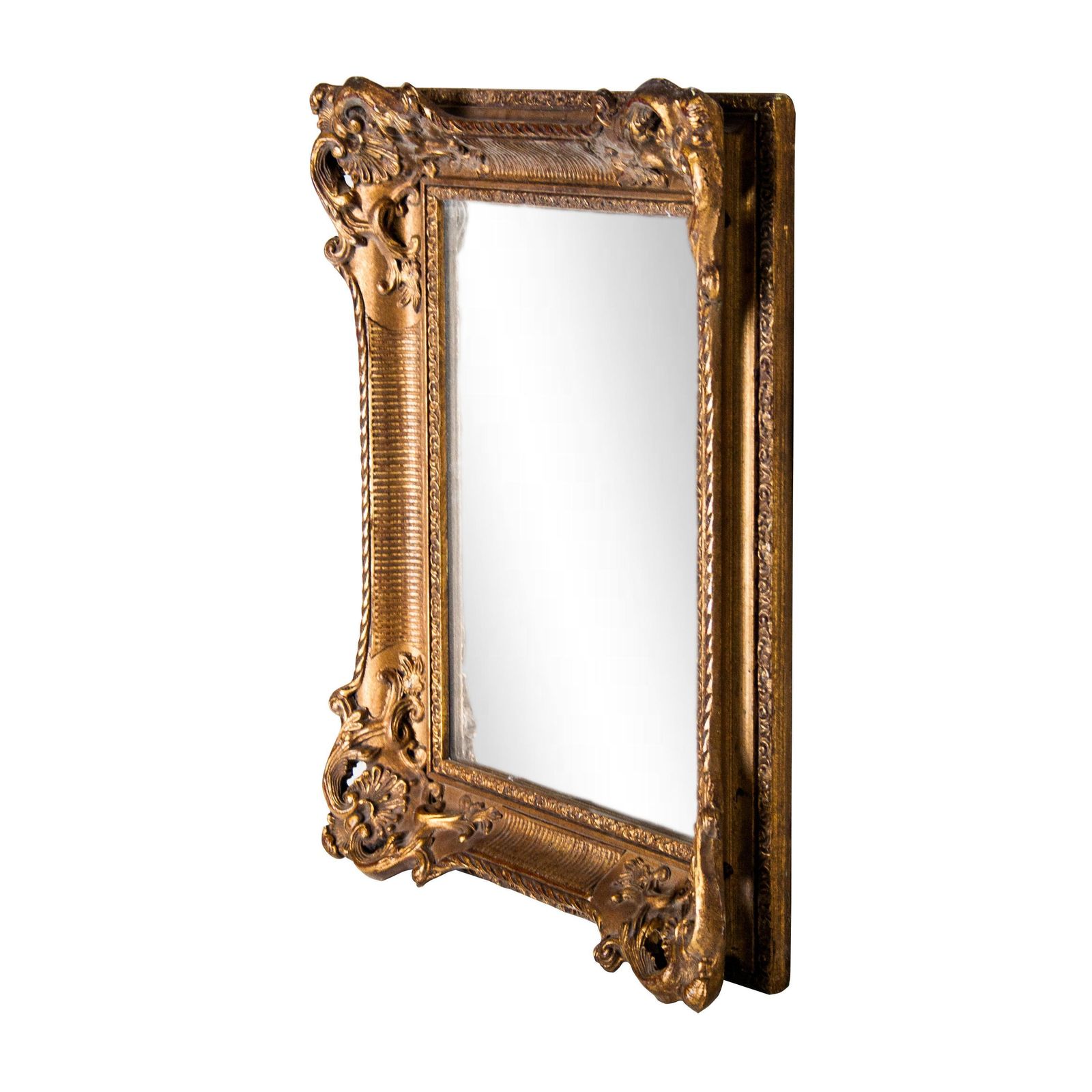 Neoclassical Baroque Gold Foil Hand Carved Wooden Mirror, 1970 photo furniture