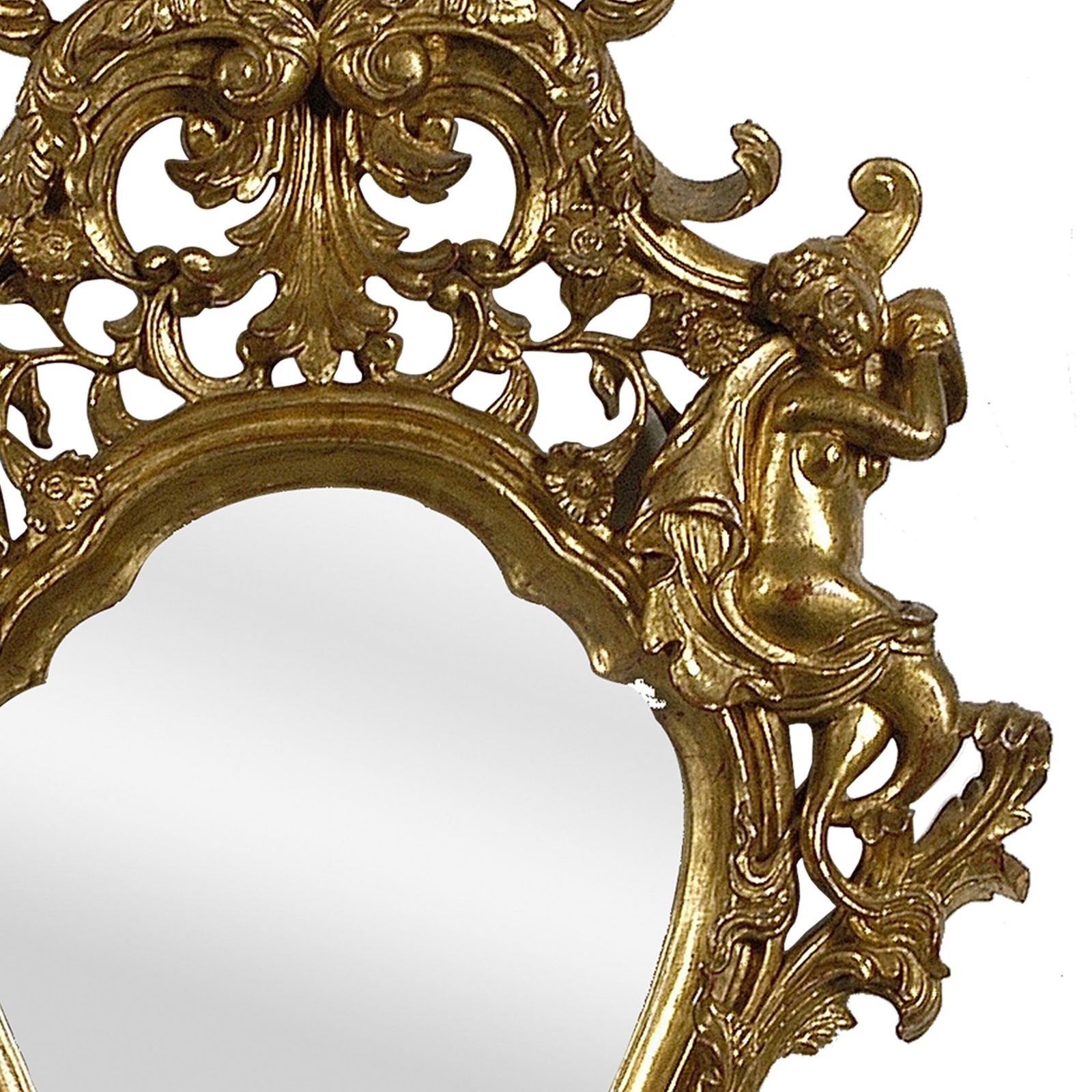 Neoclassical Style Gold Foil Hand Carved Wooden Pair Of Mirrors, Spain, 1970 photo 3278.0