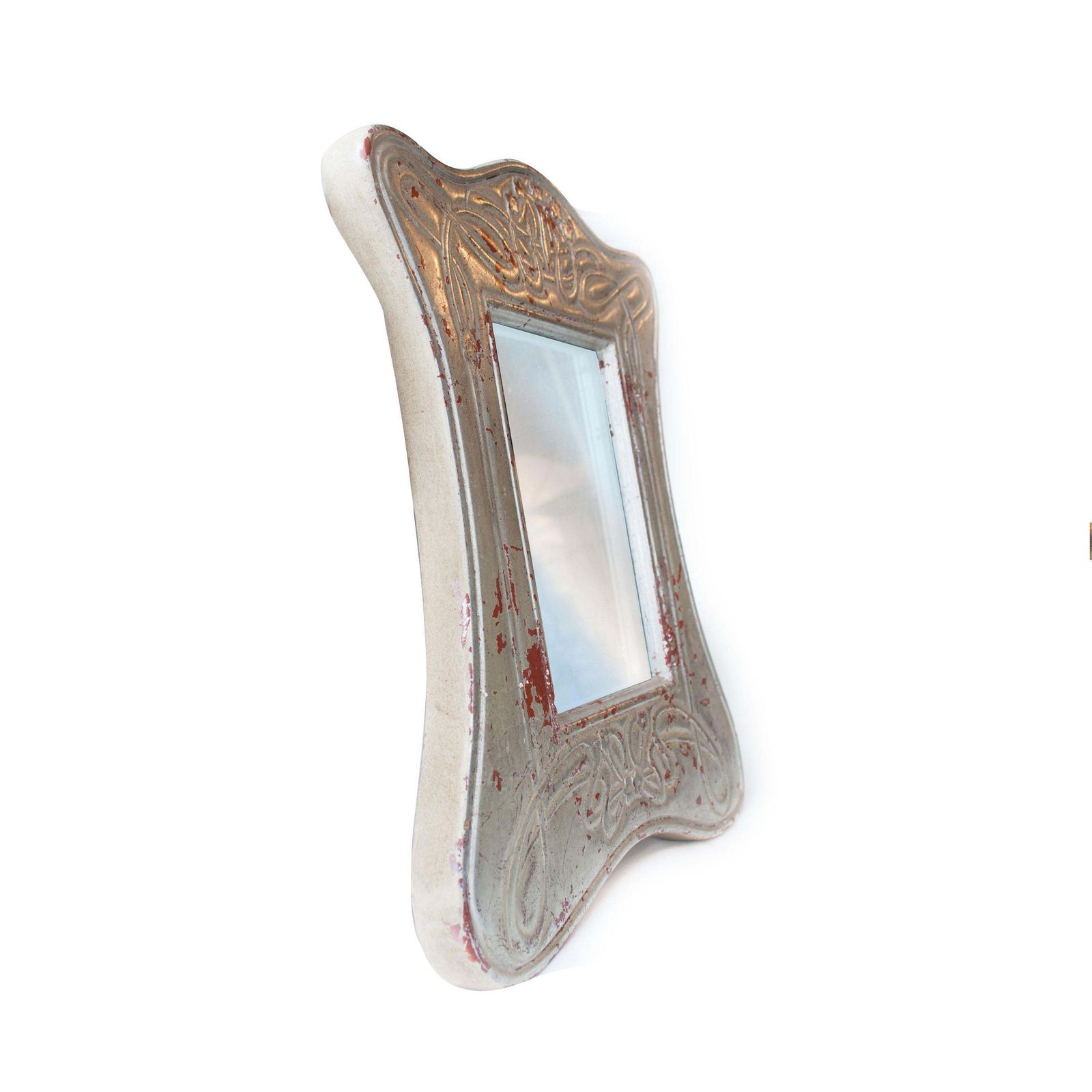 Art Nouveau Silver Hand Carved Wooden Mirror, Spain, 1970 photo furniture